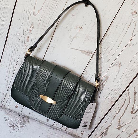 Time and Tru Handbags - Time and Tru recycled materials vinyl snake textured shoulder bag green